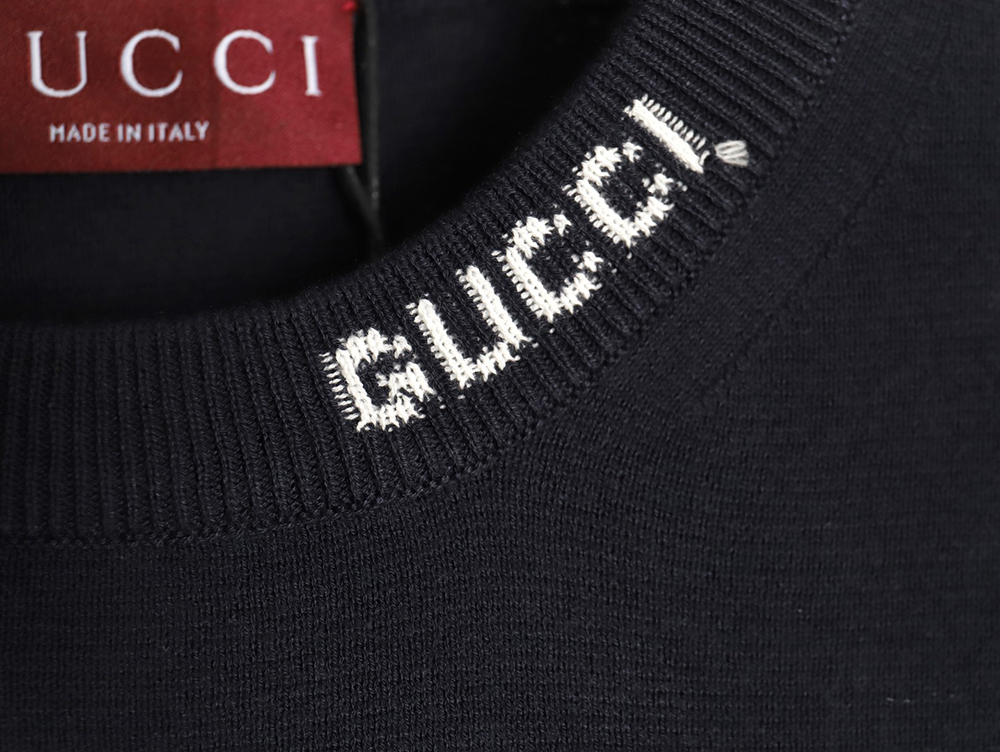 Gucci collar intarsia knitted short-sleeved T-shirt