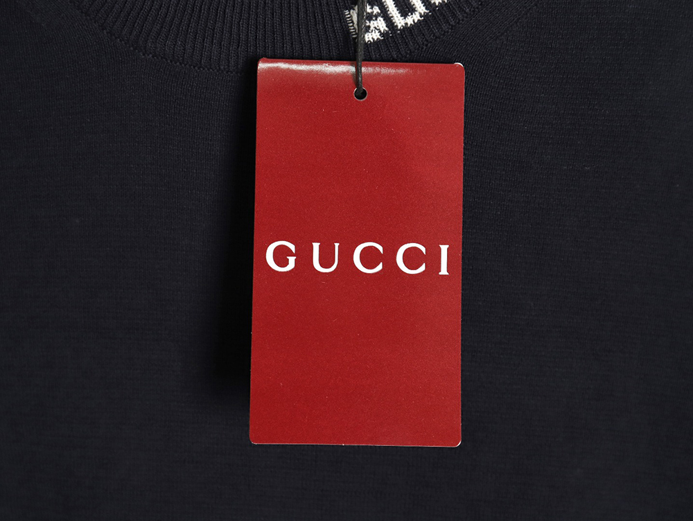 Gucci collar intarsia knitted short-sleeved T-shirt