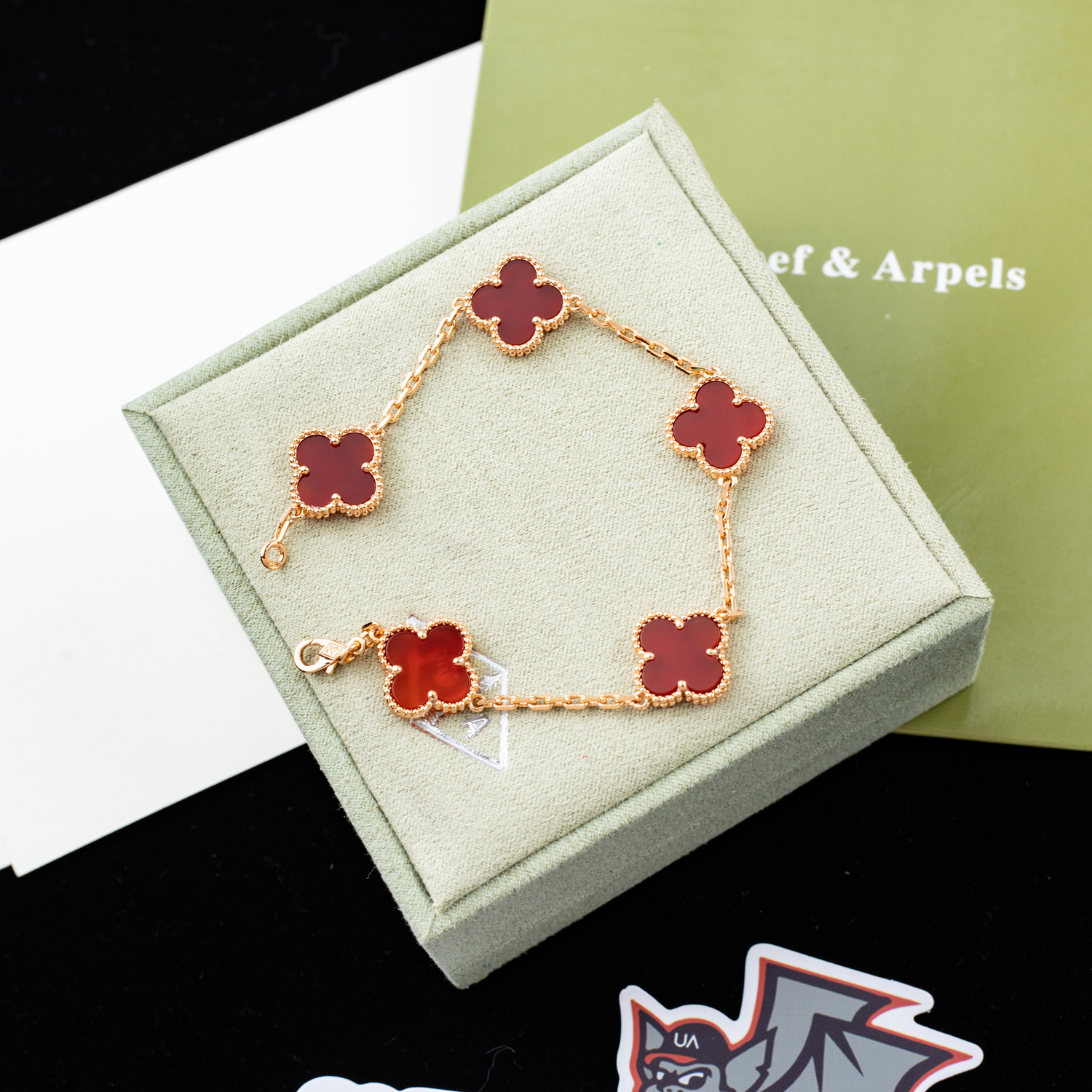 Van Cleef & Arpels Rose Gold Carnelian Bracelet