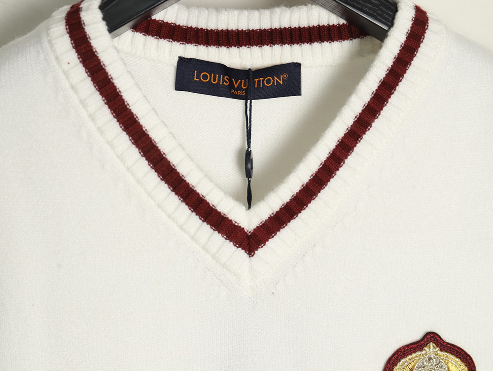 Louis Vuitton badge contrast lettering embroidered knitted vest