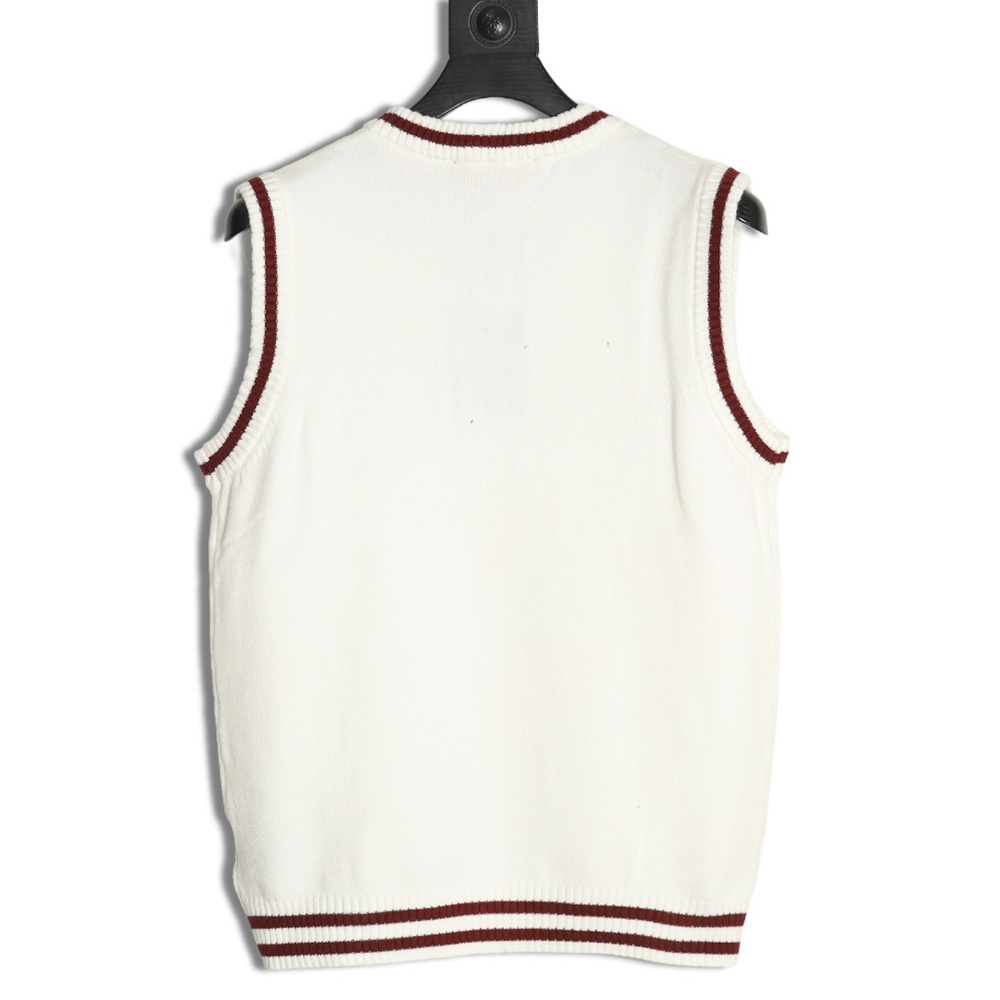 Louis Vuitton badge contrast lettering embroidered knitted vest