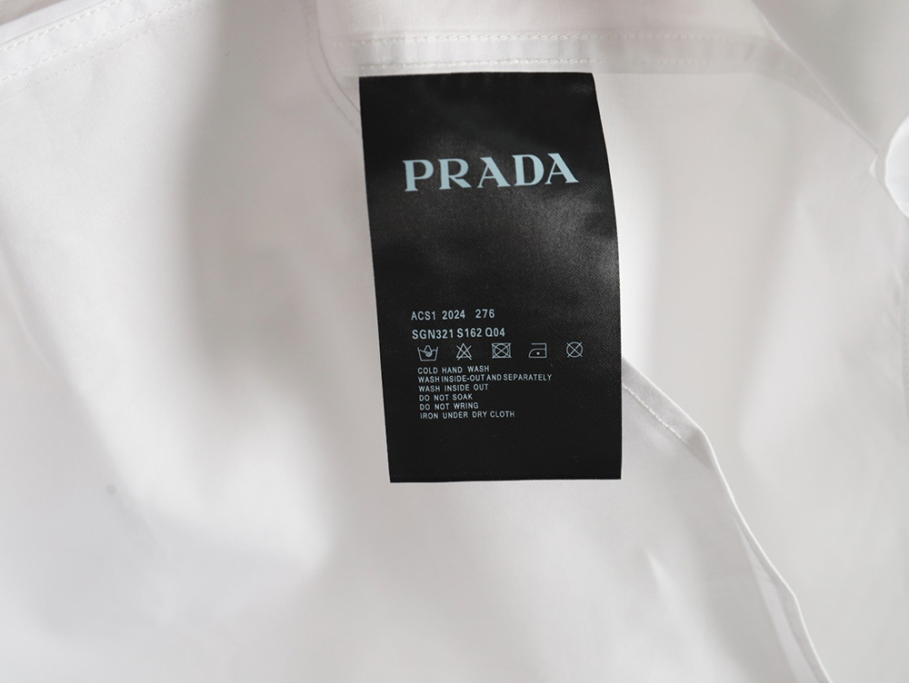 Prada Embroidered Lettering Poplin Long Sleeve Shirt