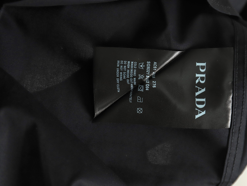 Prada Embroidered Lettering Poplin Long Sleeve Shirt TSK1