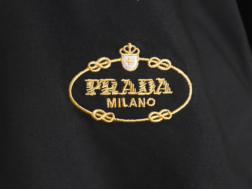 Prada Embroidered Lettering Poplin Long Sleeve Shirt TSK1