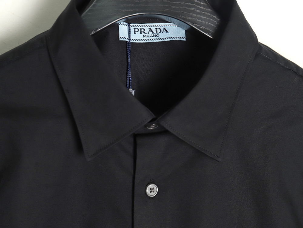 Prada Embroidered Lettering Poplin Long Sleeve Shirt TSK1