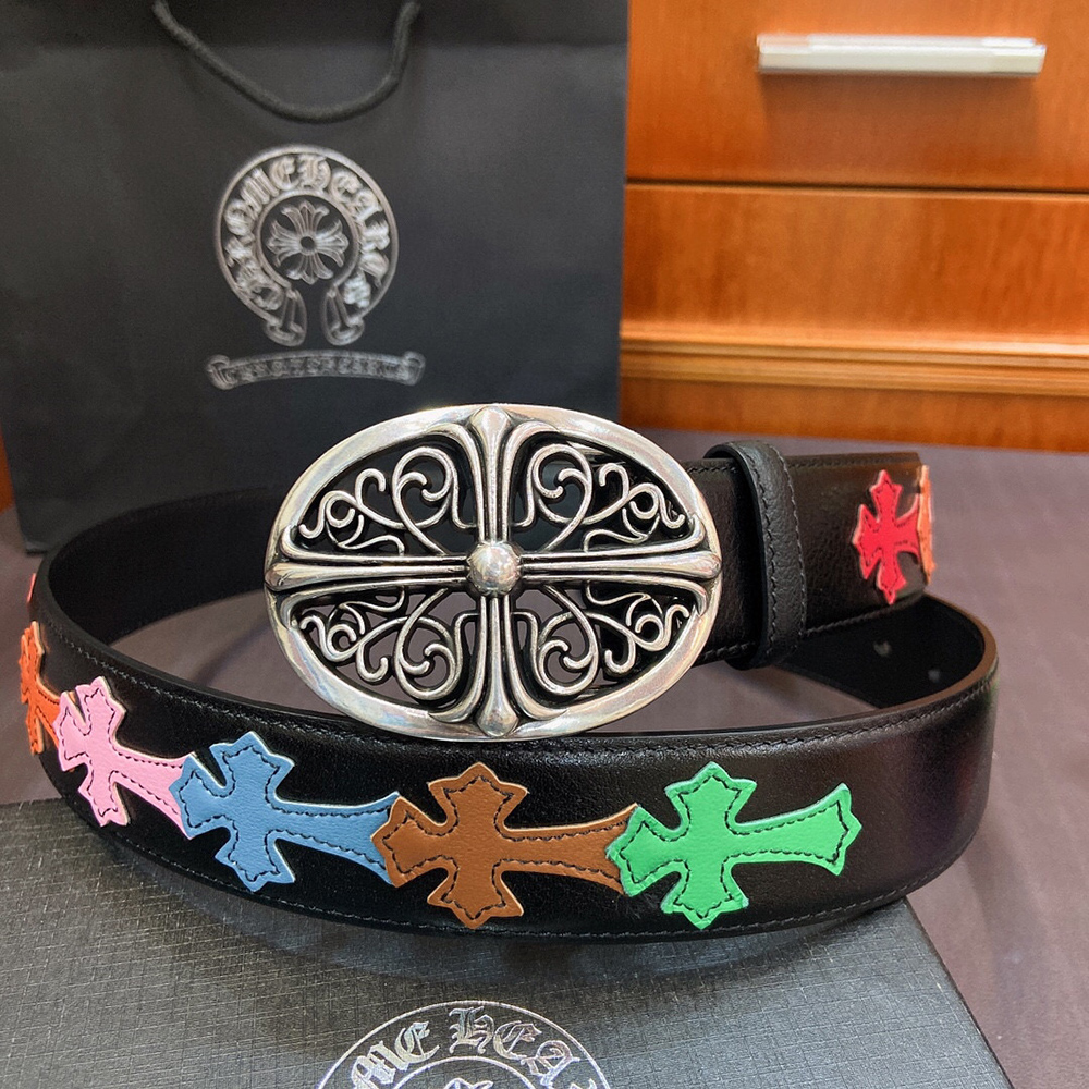 Chrome Hearts Multicolor Cross Leather Belts 500055 38mm