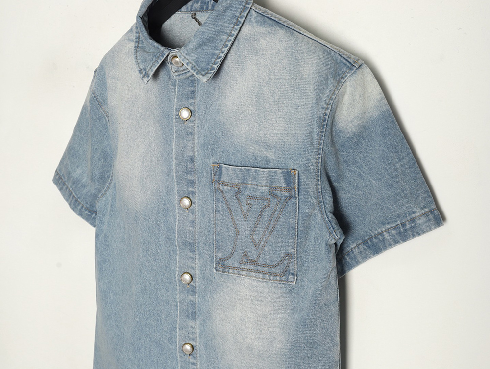 Louis Vuitton Embroidered Pocket Denim Short Sleeve Shirt Jacket