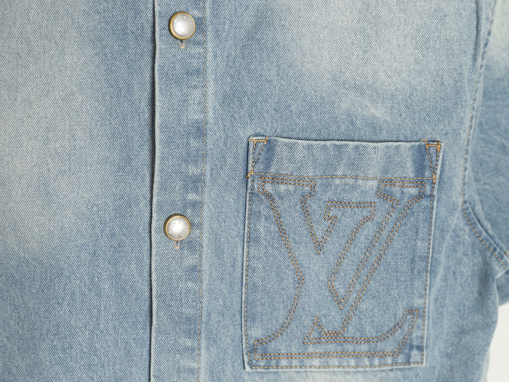 Louis Vuitton Embroidered Pocket Denim Short Sleeve Shirt Jacket