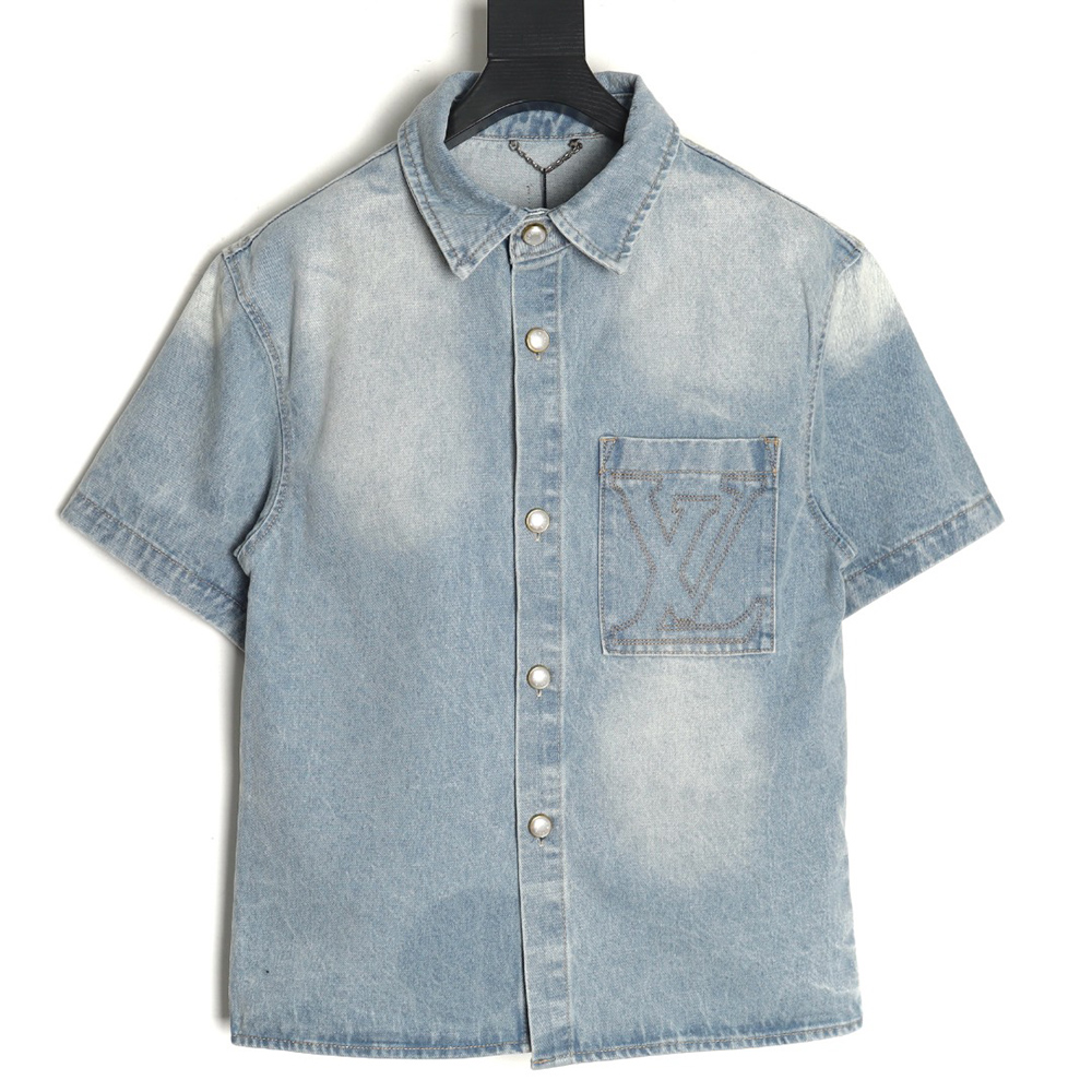 Louis Vuitton Embroidered Pocket Denim Short Sleeve Shirt Jacket