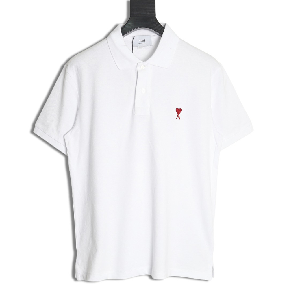 Ami Paris love embroidered Polo short sleeves