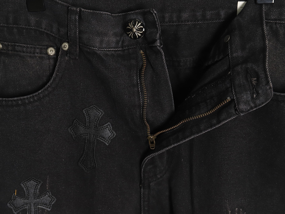 Chrome hearts classic leather cross denim trousers
