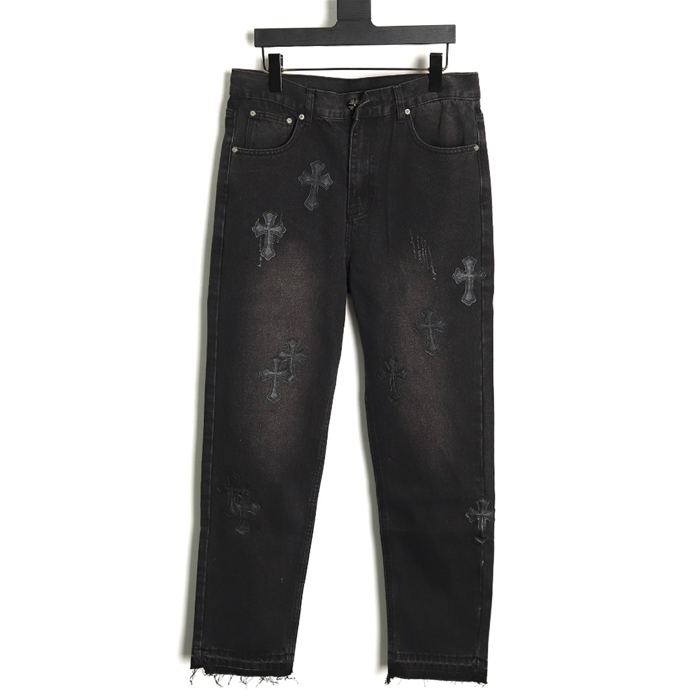 Chrome hearts classic leather cross denim trousers