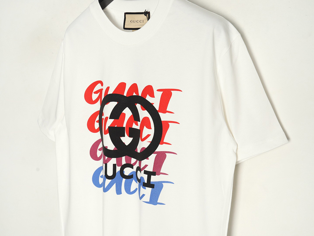 Gucci gradient slogan double G print short sleeves