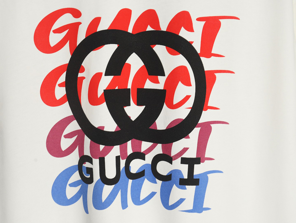 Gucci gradient slogan double G print short sleeves