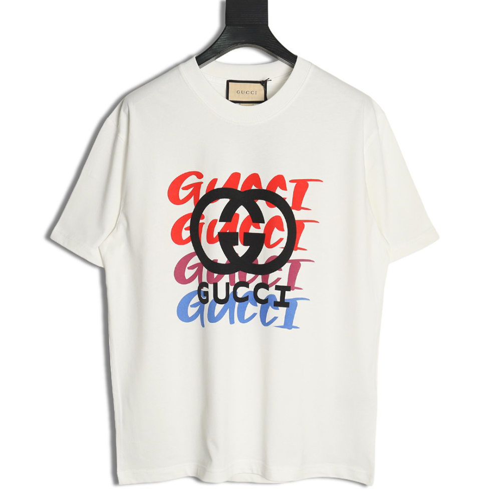 Gucci gradient slogan double G print short sleeves