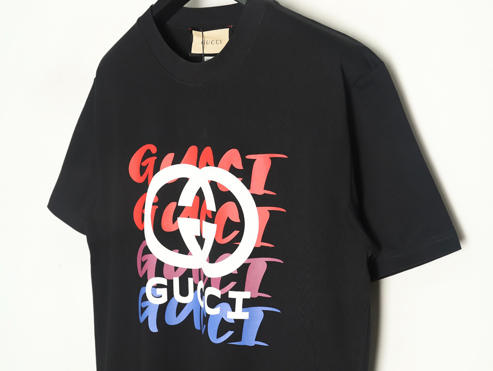 Gucci gradient slogan double G print short sleeves TSK1