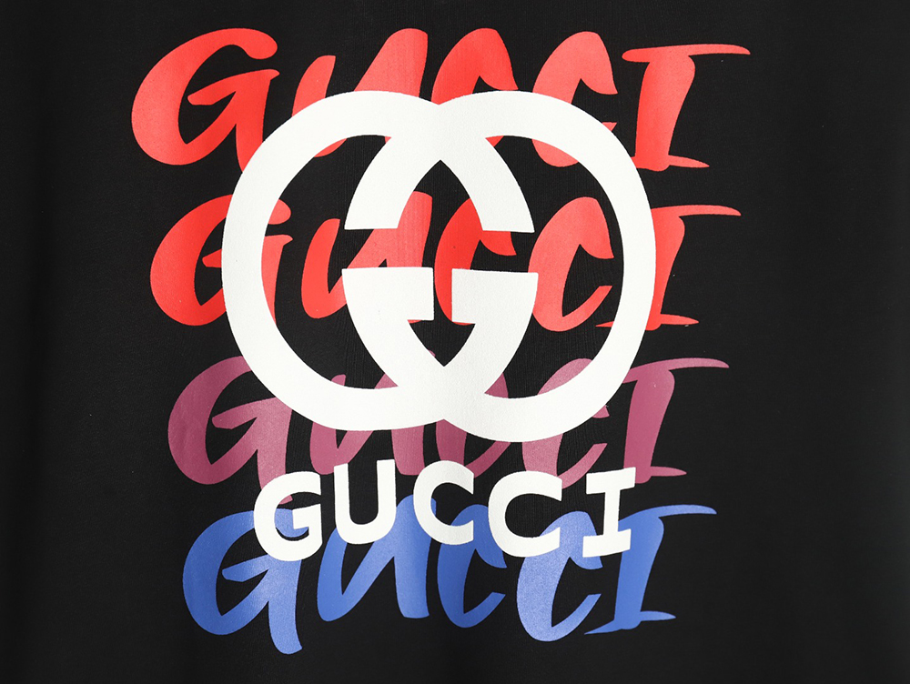 Gucci gradient slogan double G print short sleeves TSK1