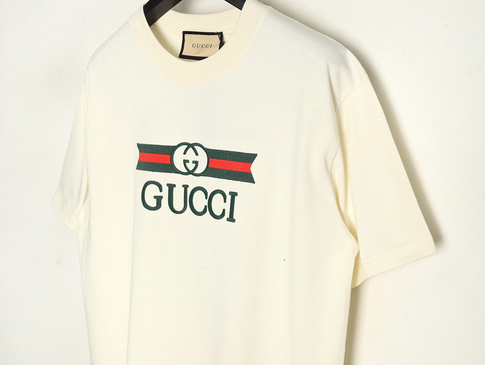 Gucci Double G stripe embroidered short sleeves