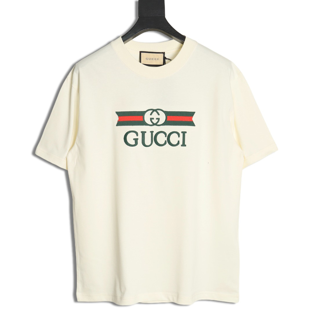 Gucci Double G stripe embroidered short sleeves