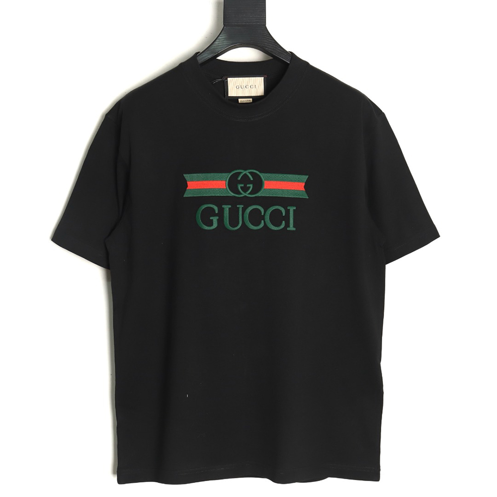 Gucci Double G stripe embroidered short sleeves TSK1