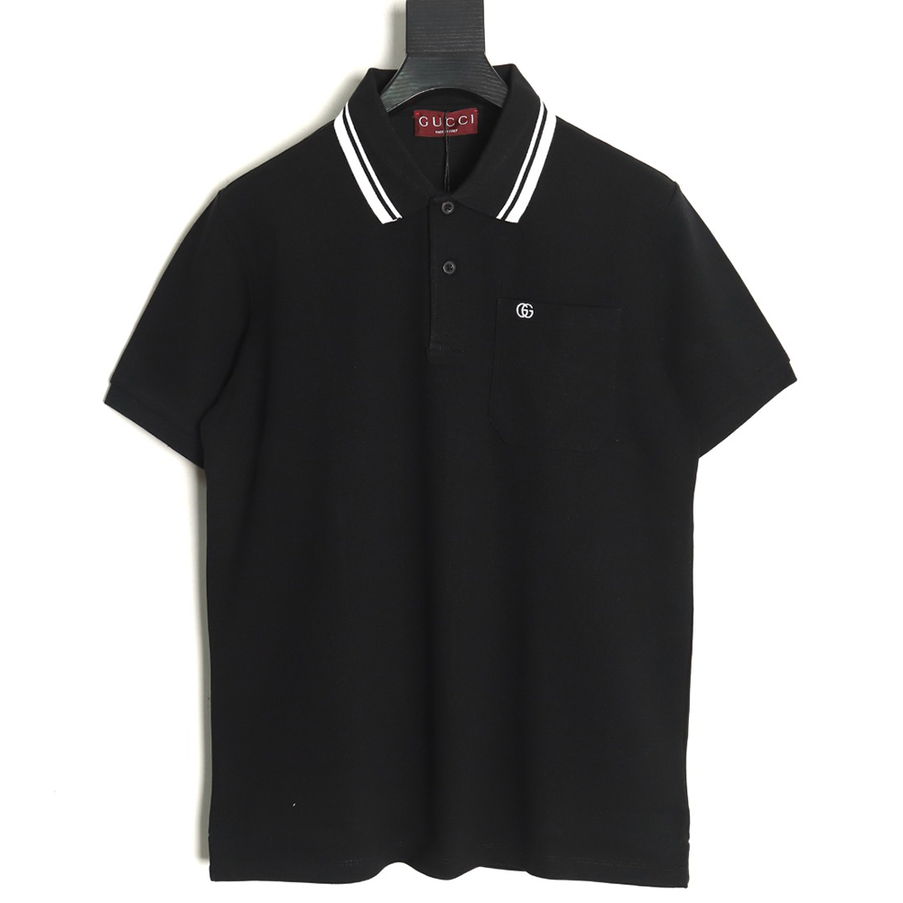 Gucci Pocket Double G embroidered short-sleeved polo shirt TSK1