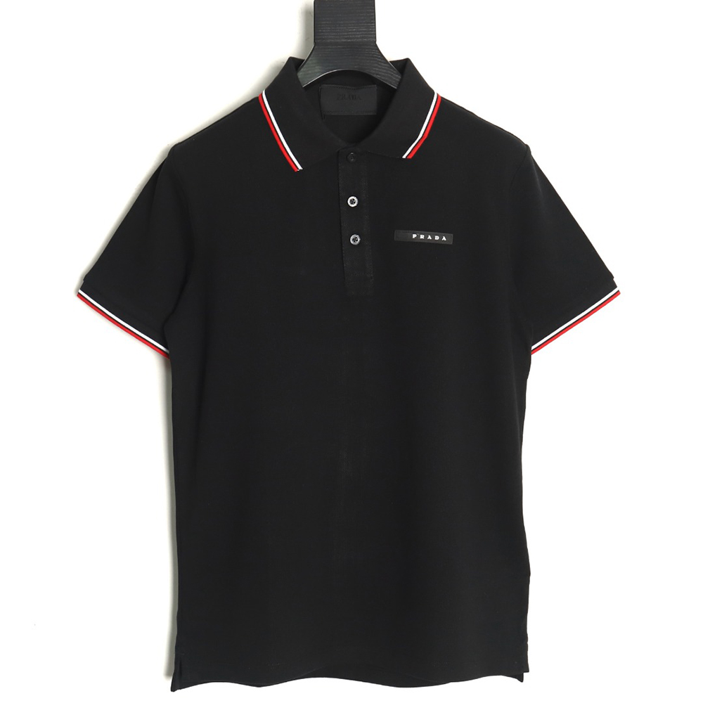 Prada Pocket Silicone Trim Short Sleeve Polo Shirt TSK1