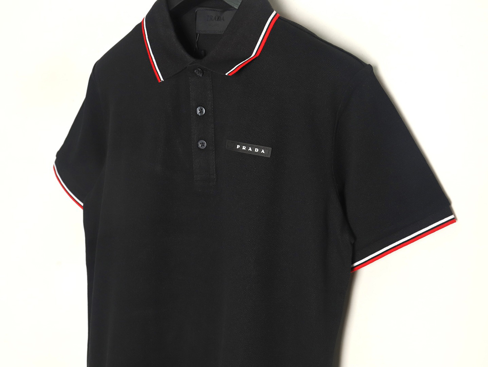 Prada Pocket Silicone Trim Short Sleeve Polo Shirt TSK1