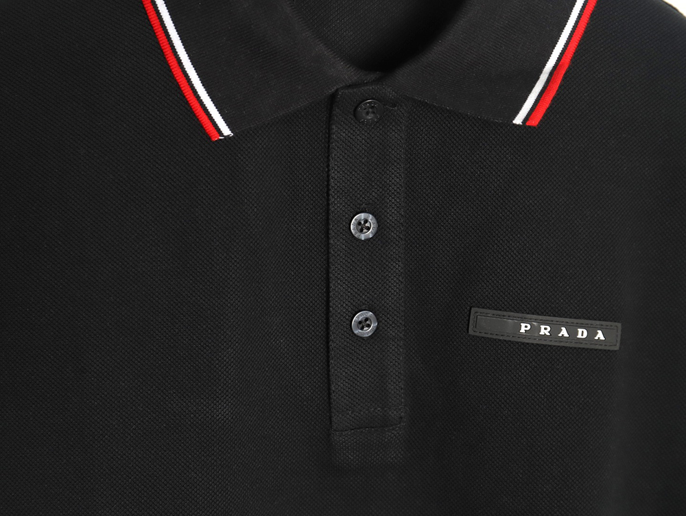 Prada Pocket Silicone Trim Short Sleeve Polo Shirt TSK1