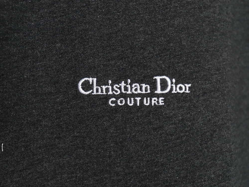 Dior Embroidered Lettering Grey Short Sleeve T-Shirt