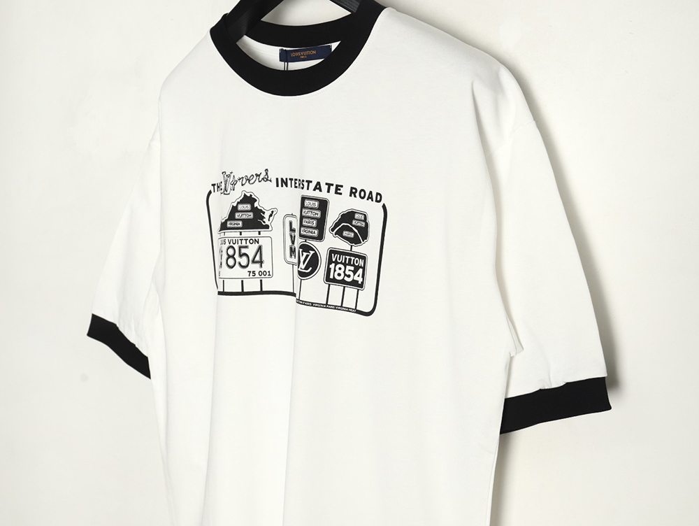 Louis Vuitton letter logo road sign print round neck short sleeves