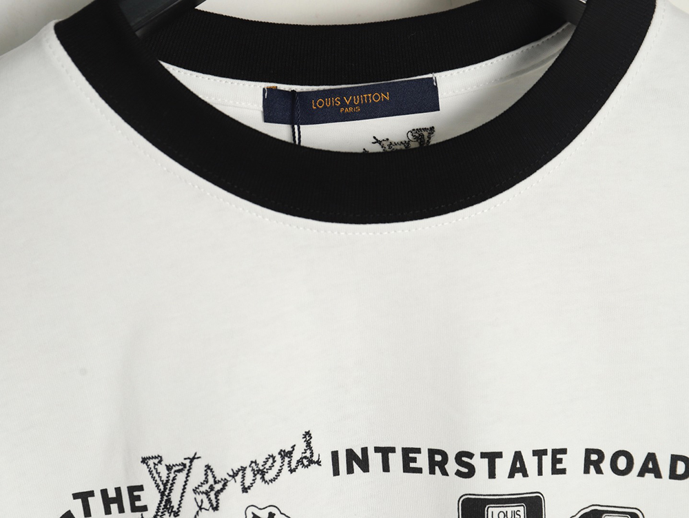 Louis Vuitton letter logo road sign print round neck short sleeves