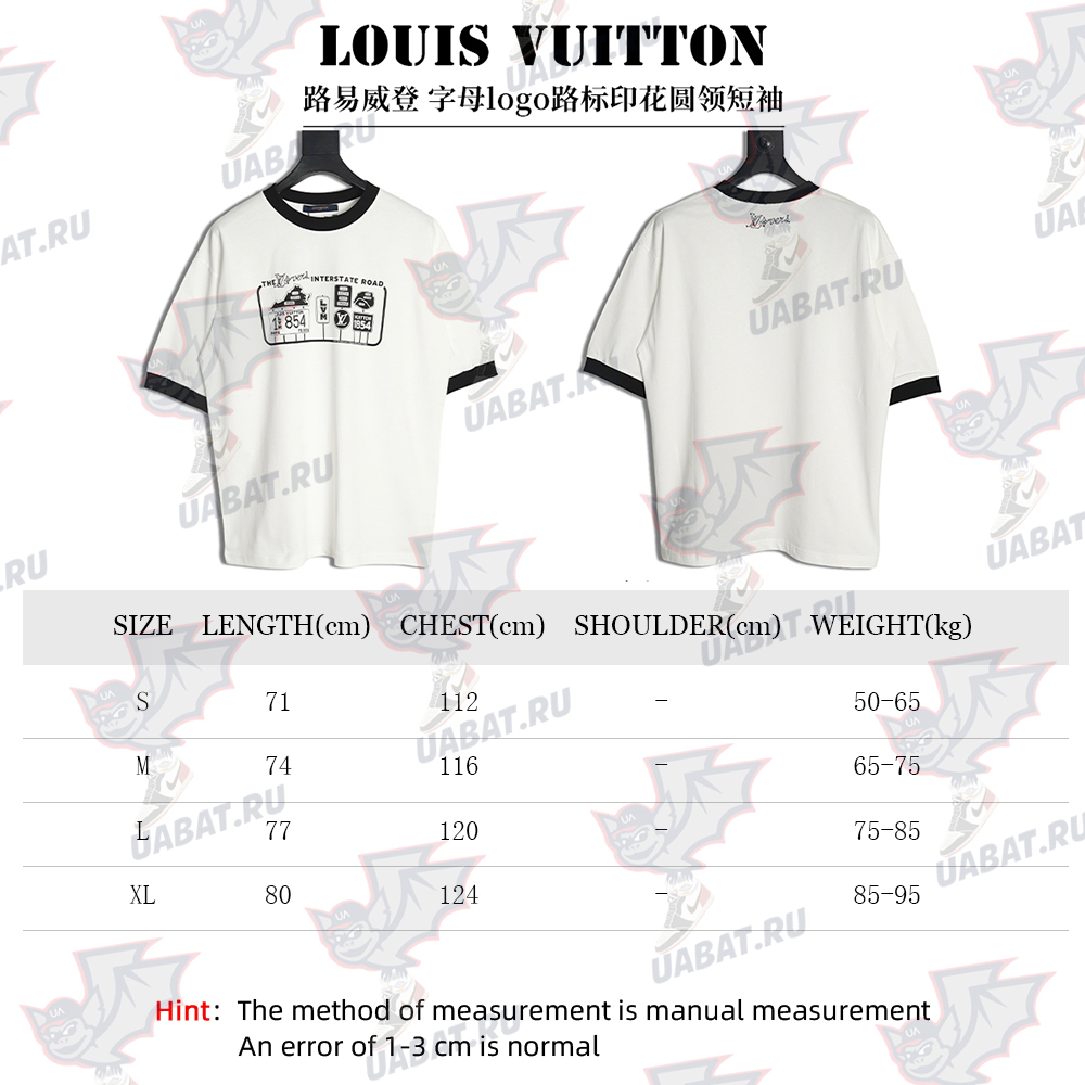 Louis Vuitton letter logo road sign print round neck short sleeves