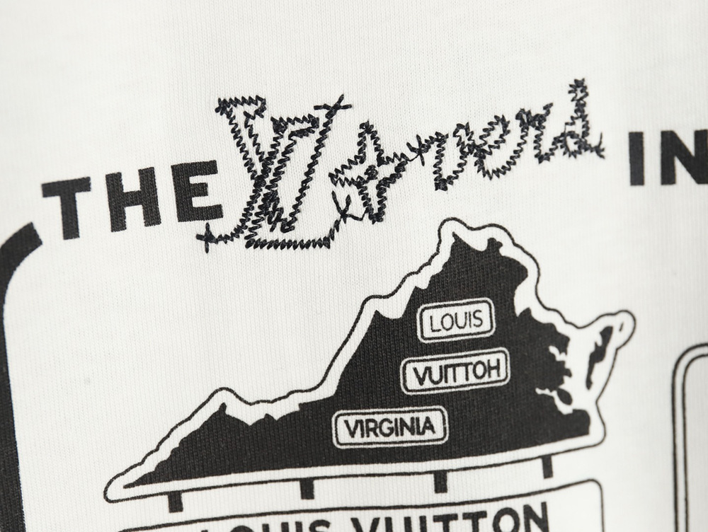 Louis Vuitton letter logo road sign print round neck short sleeves
