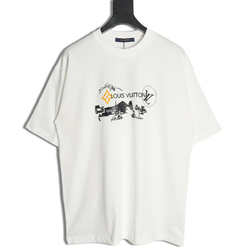 Louis Vuitton sketch lettering logo print short sleeves