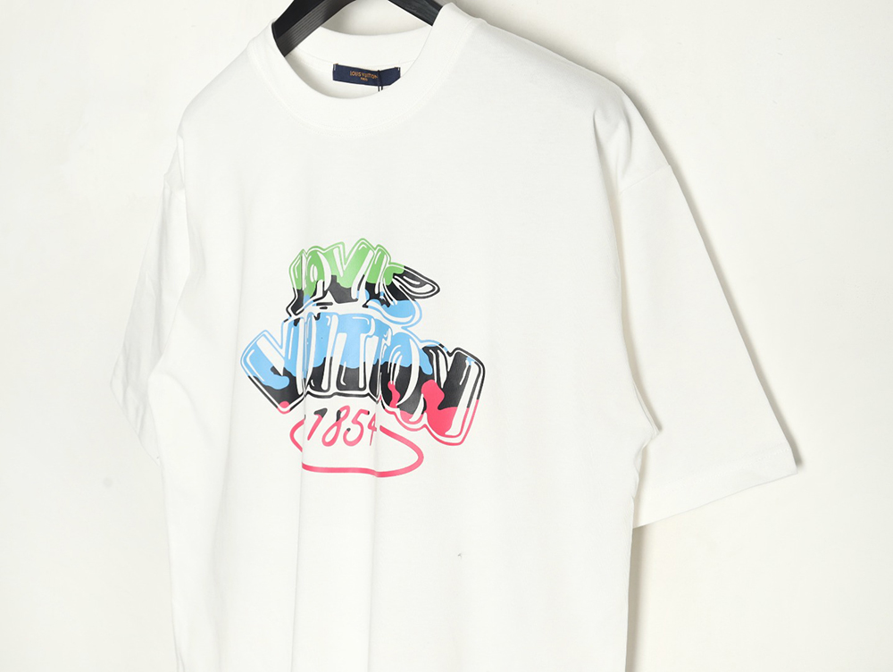 Louis Vuitton colorful lettering logo print short sleeves