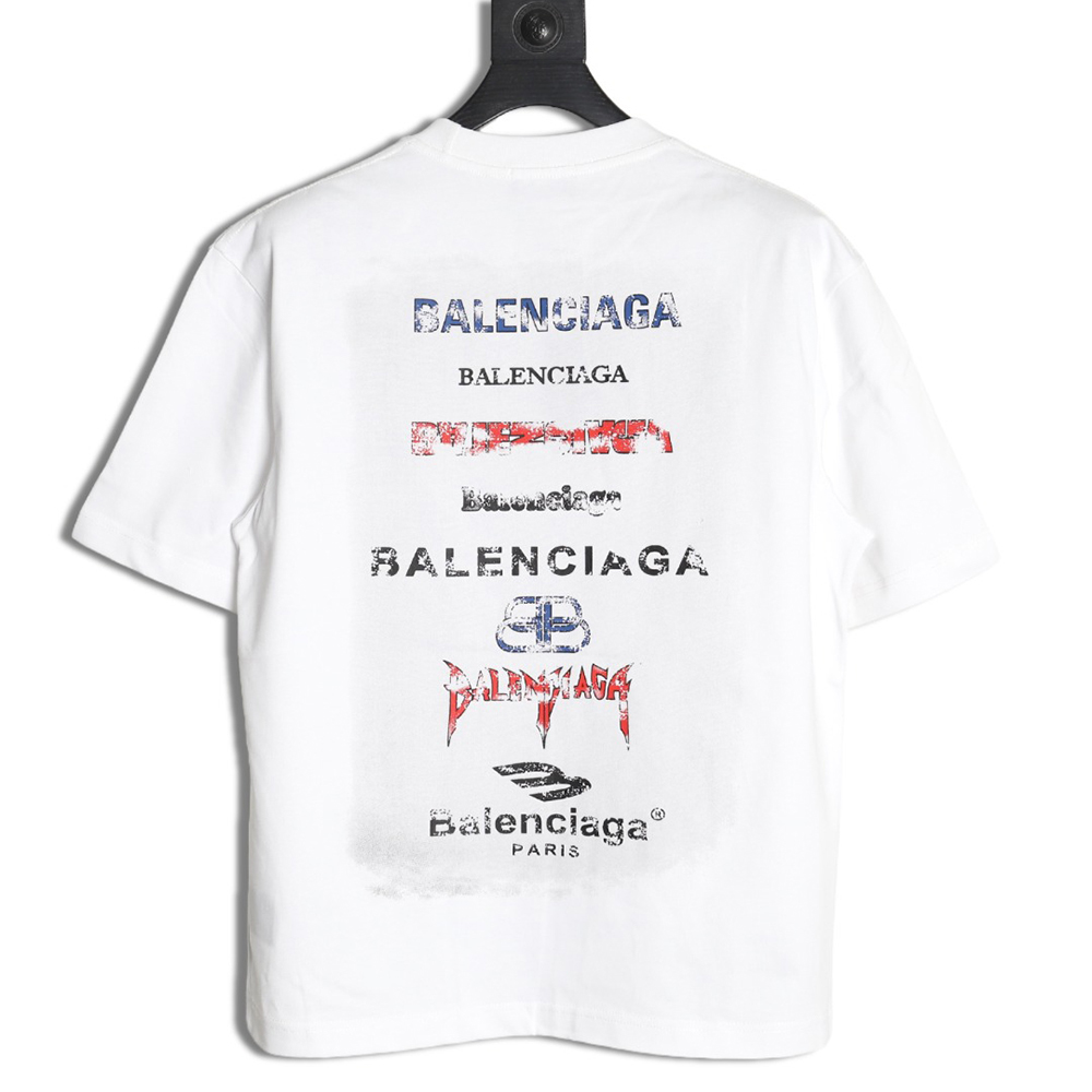 Balenciaga Back mottled multi-line lettering short sleeves