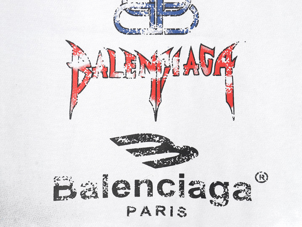 Balenciaga Back mottled multi-line lettering short sleeves
