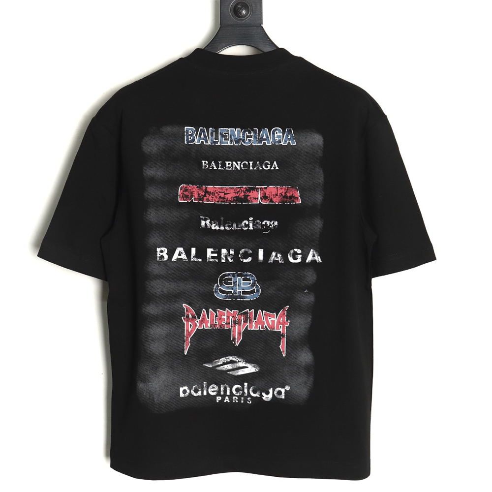 Balenciaga Back mottled multi-line lettering short sleeves TSK1
