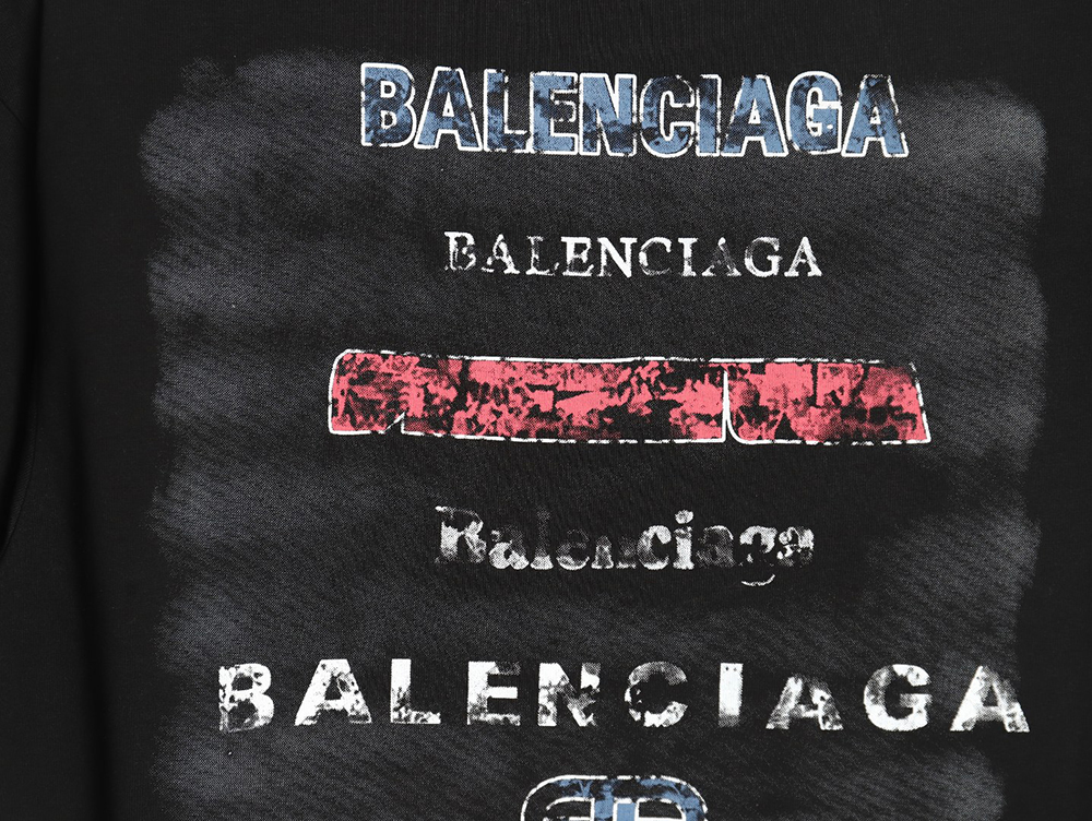 Balenciaga Back mottled multi-line lettering short sleeves TSK1
