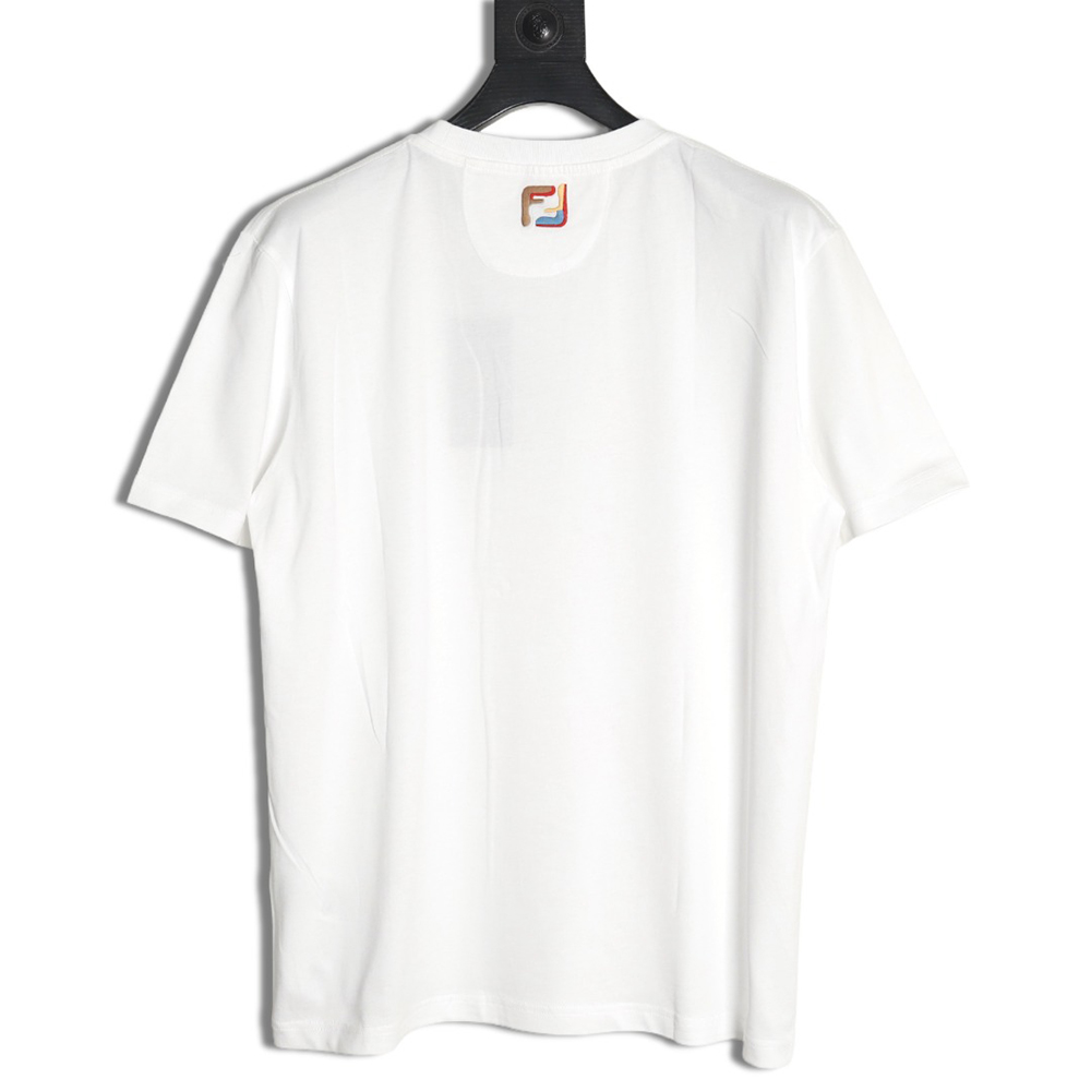 Fendi FF colorful embroidered pocket zipper short-sleeved T-shirt