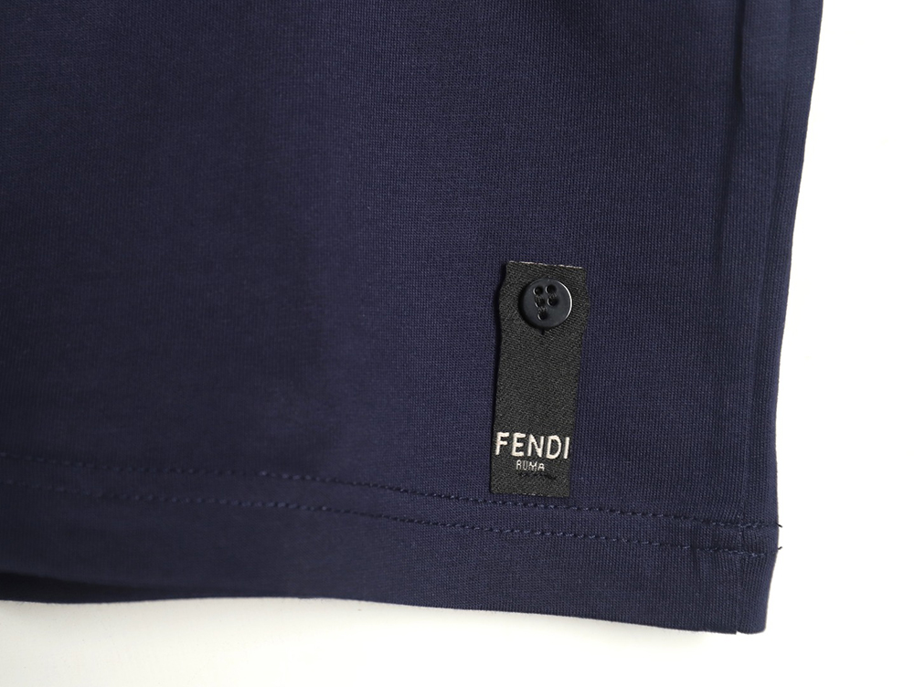 Fendi FF colorful embroidered pocket zipper short-sleeved T-shirt TSK1