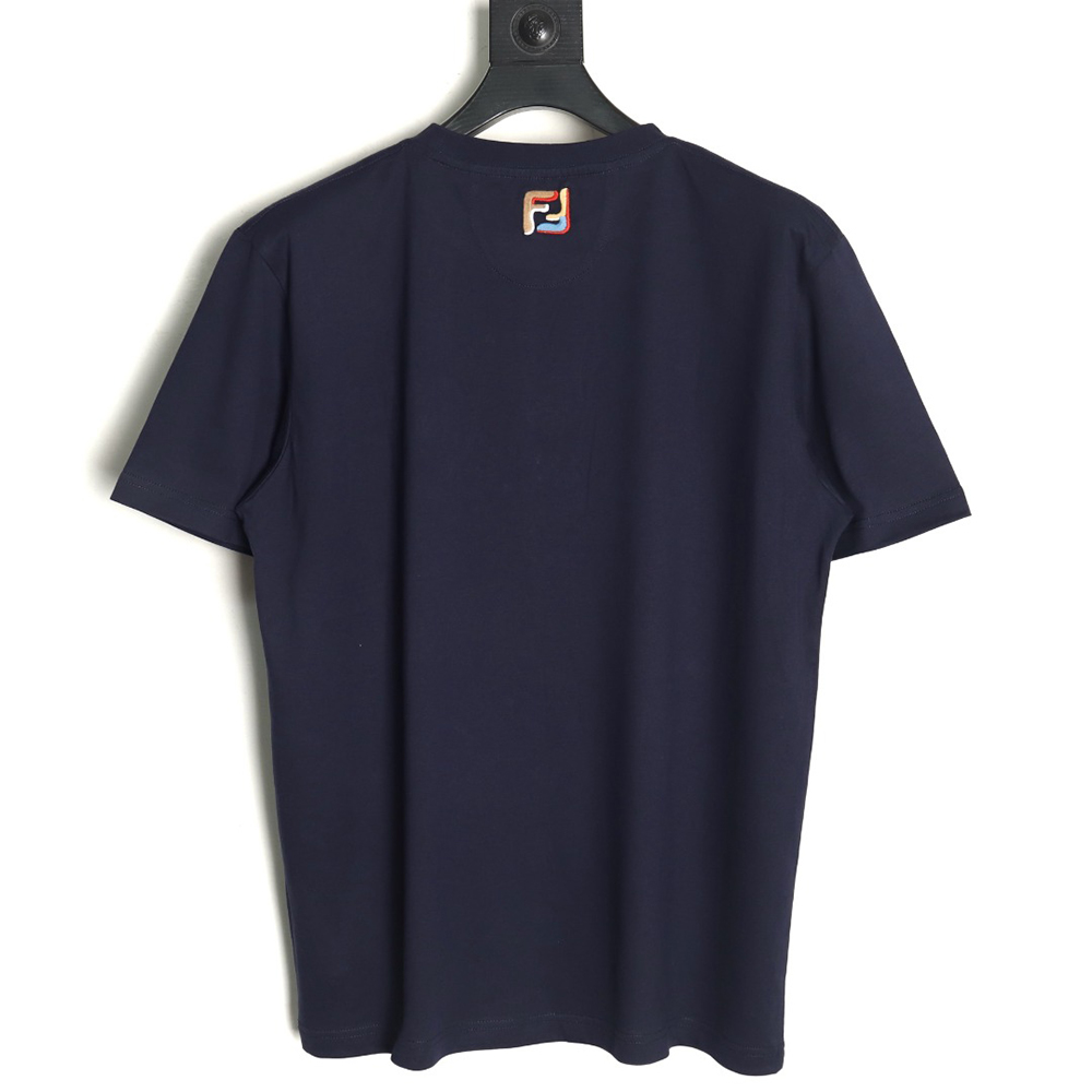 Fendi FF colorful embroidered pocket zipper short-sleeved T-shirt TSK1