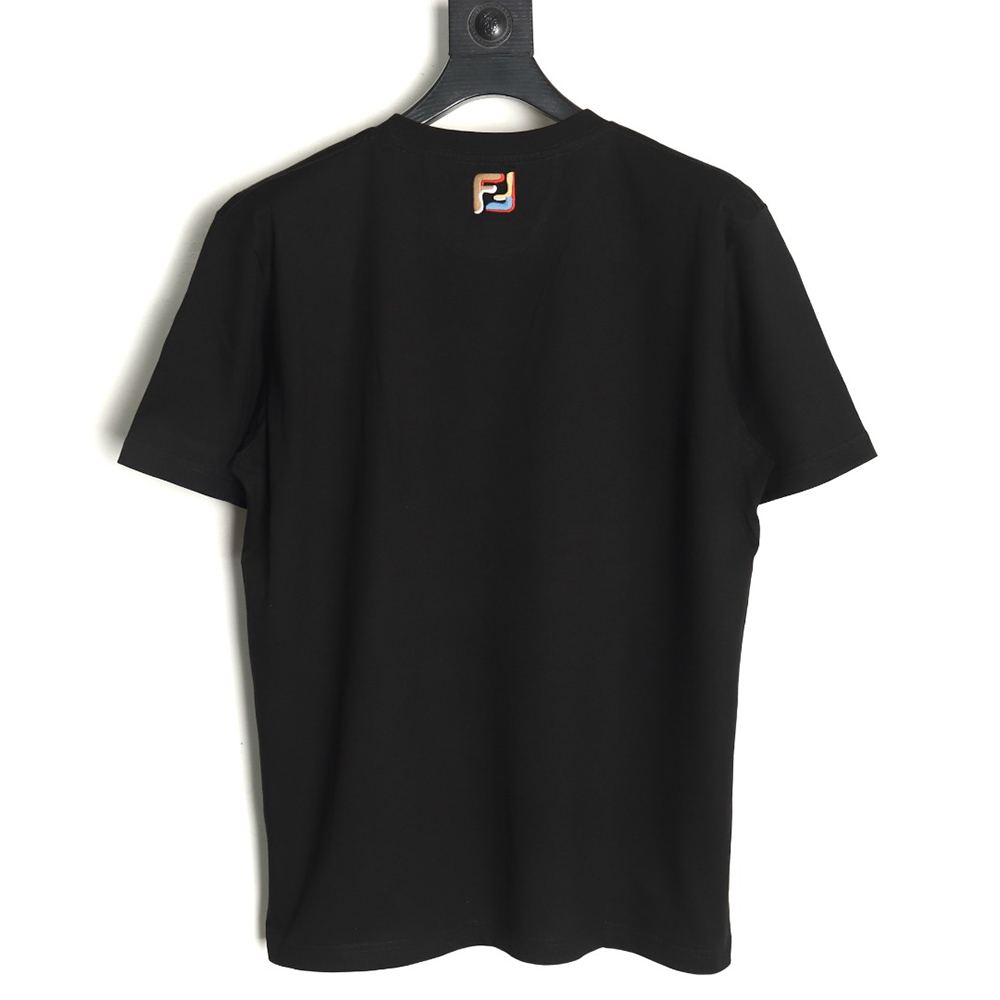 Fendi FF colorful embroidered pocket zipper short-sleeved T-shirt TSK2