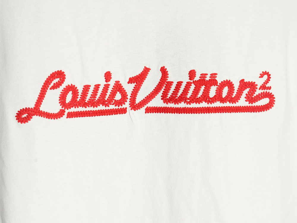 Louis Vuitton red letter embroidered round neck short-sleeved T-shirt