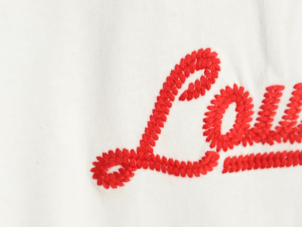 Louis Vuitton red letter embroidered round neck short-sleeved T-shirt