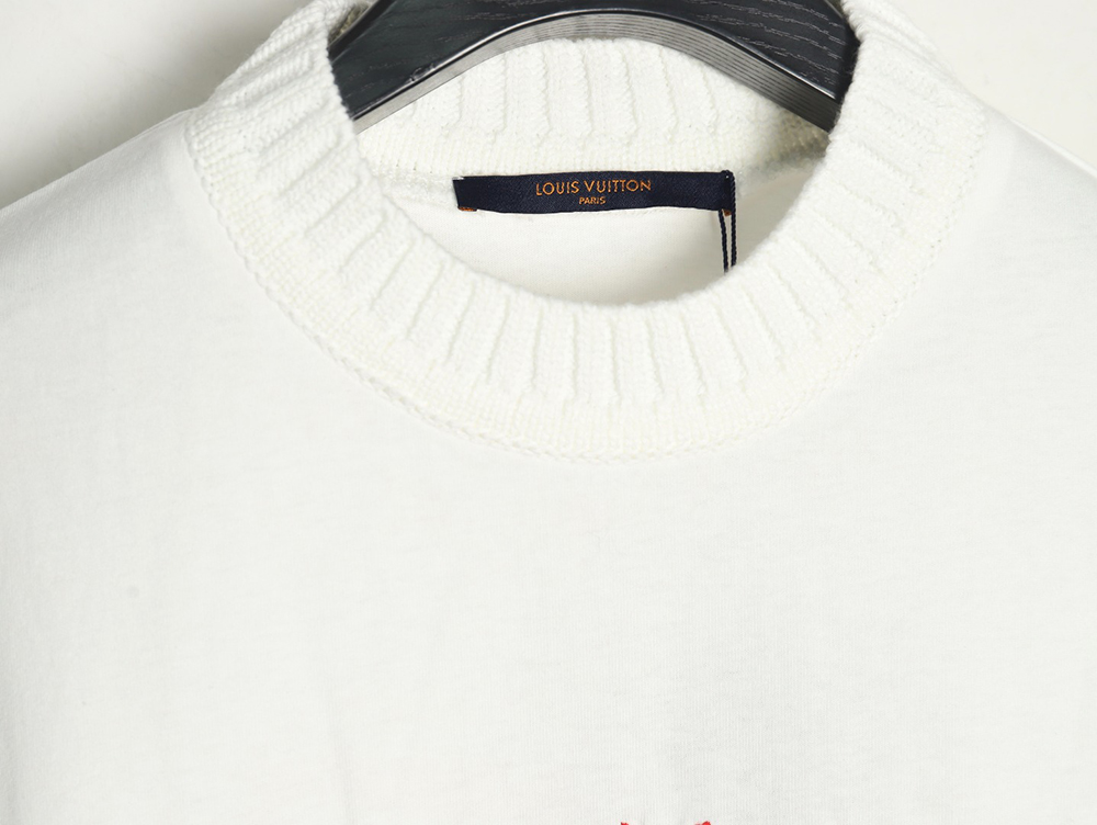 Louis Vuitton red letter embroidered round neck short-sleeved T-shirt