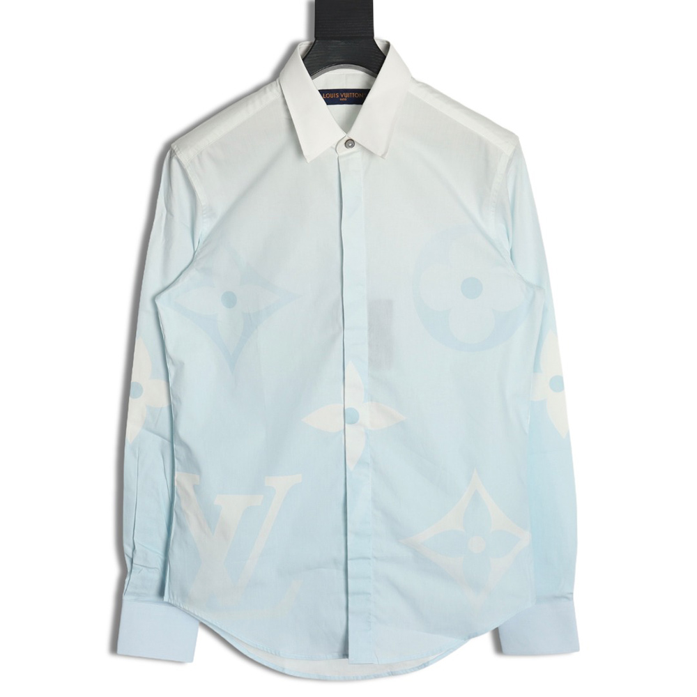 Louis Vuitton Gradient Lettering Floral Long Sleeve Shirt