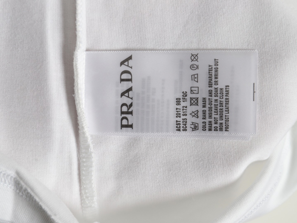 Prada Nine-grid Square Letter Round Neck Short Sleeve