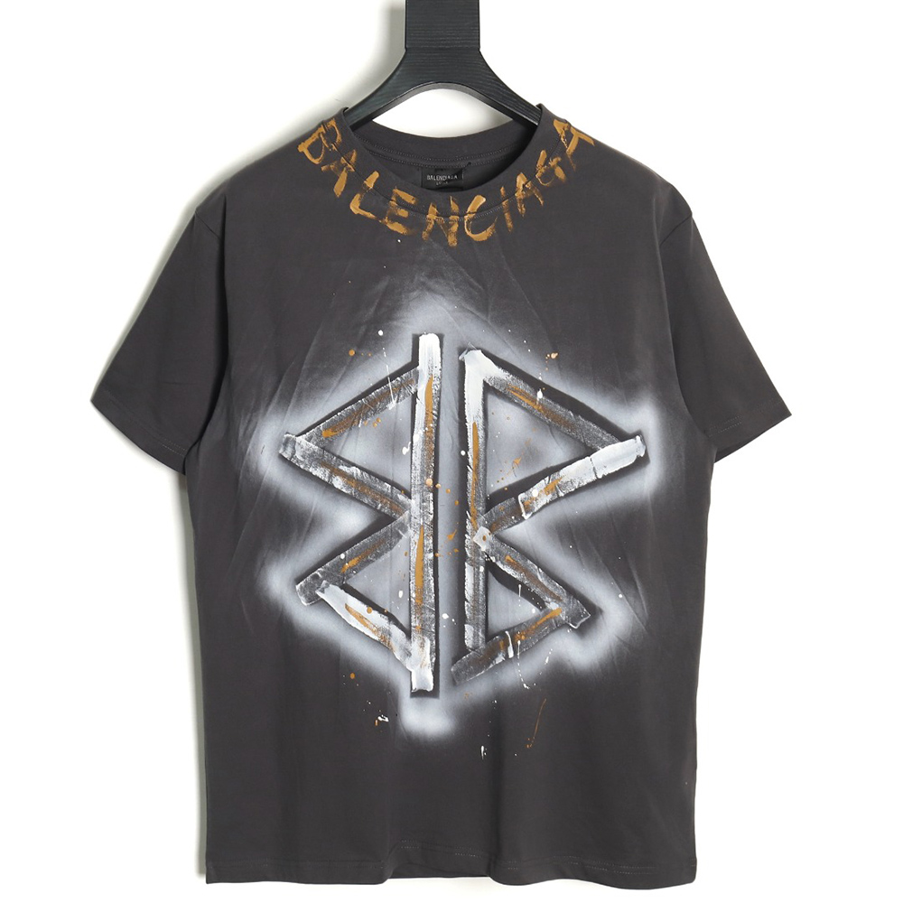 Balenciaga washed hand-painted lettering round neck T-shirt
