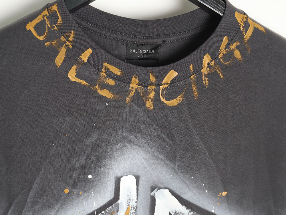 Balenciaga washed hand-painted lettering round neck T-shirt